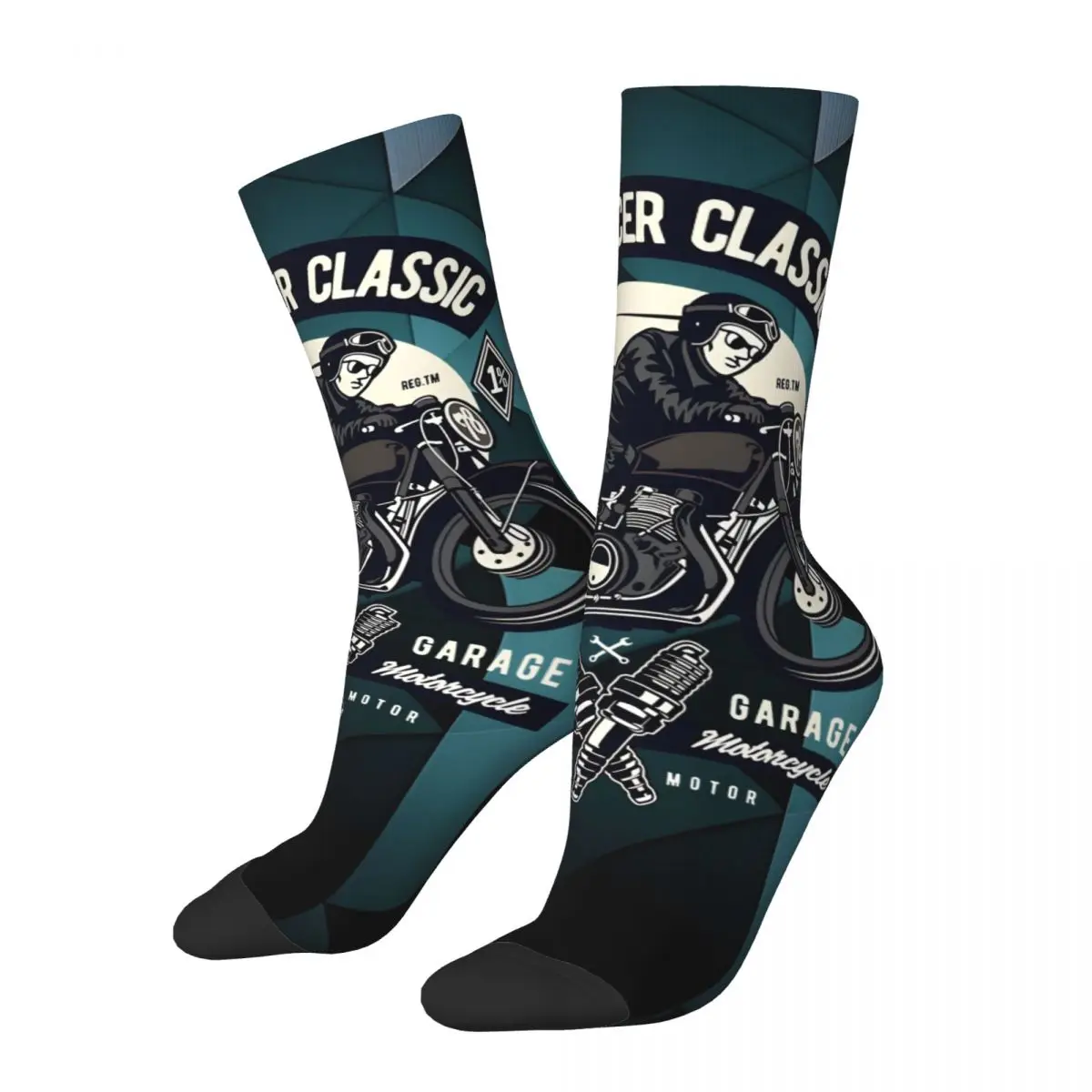 Calzini da uomo classici Rider Vintage Harajuku Cafe Racer Street Style novità Seamless Crew Sock