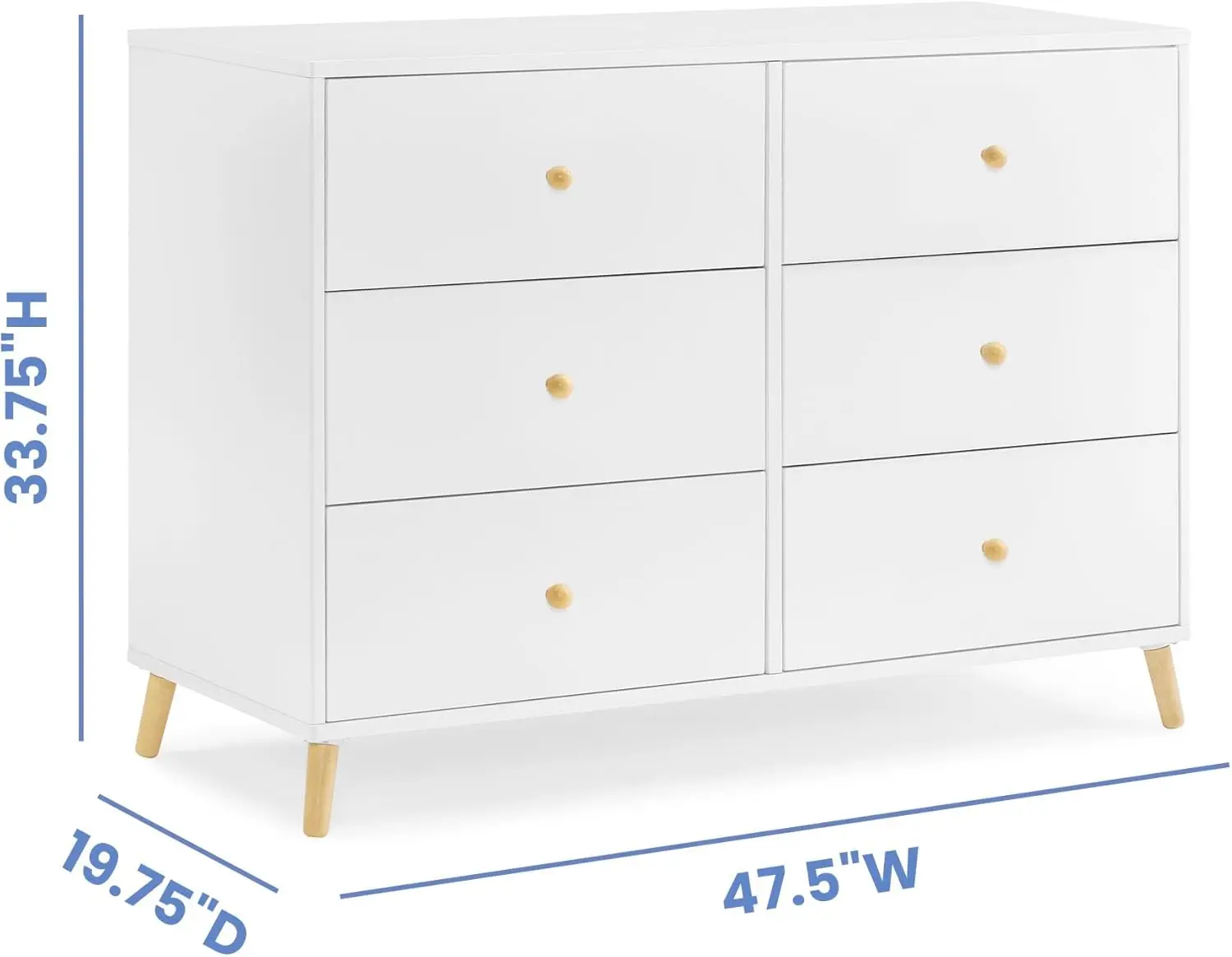 6 Drawer Dresser, White/Natural，This dresser features 6 drawers for plenty of storage space | Purchase the matching Changing