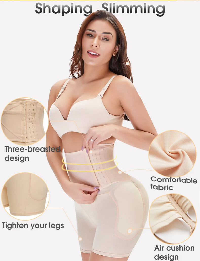 Women\'s Shapewear Firm Control Seamless Padded Thigh Slimmer High Waist Panties Hip Pads Enhancer Butt Lifter Short Booster