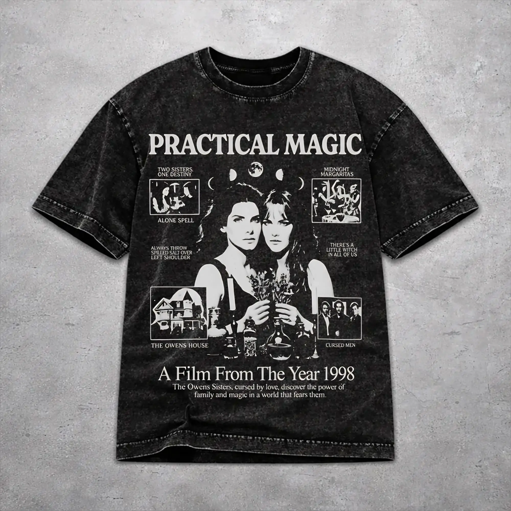 Men Women Practical Magic Owens Sisters Witchy Sisterhood 1998 Movie Midnight Margaritas Tee Shirt Oversize Washed T Shirts