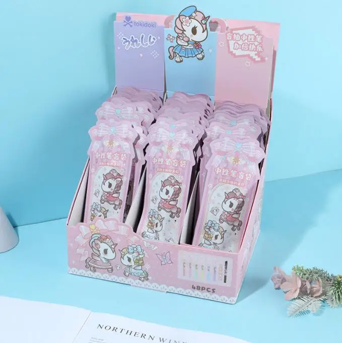 

24 pcs/lot Kawaii Sakura Unicorn Gel Pen Cute 0.5mm black ink Neutral pens School Office Writing Supplies Stationery gift