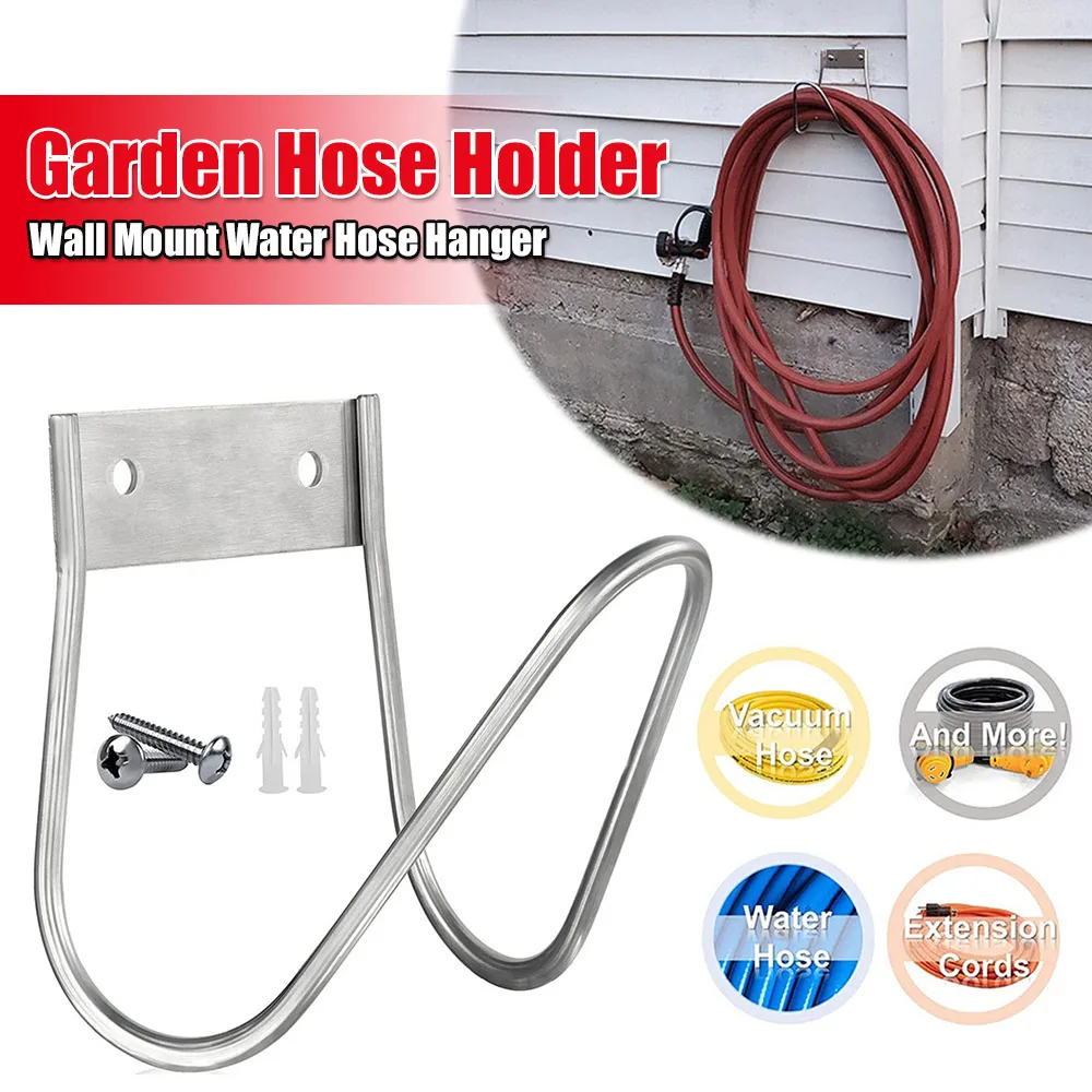 Stainless Steel Garden Hose Holder Wall Mounted Garden Hose Hook Water Hose Holder for Outside Yard