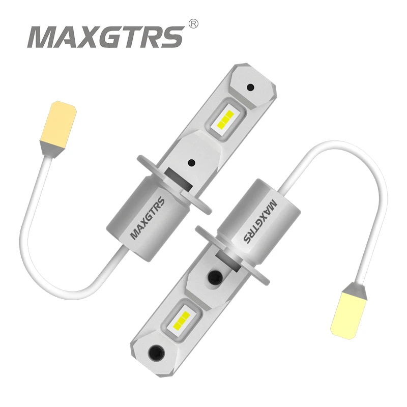 MAXGTRS 2x H3 LED Car Headlight Fog Light Bulb Fanless Daytime Running Light No Polar H3 Car Driving Lamp Super Bright DRL 24V