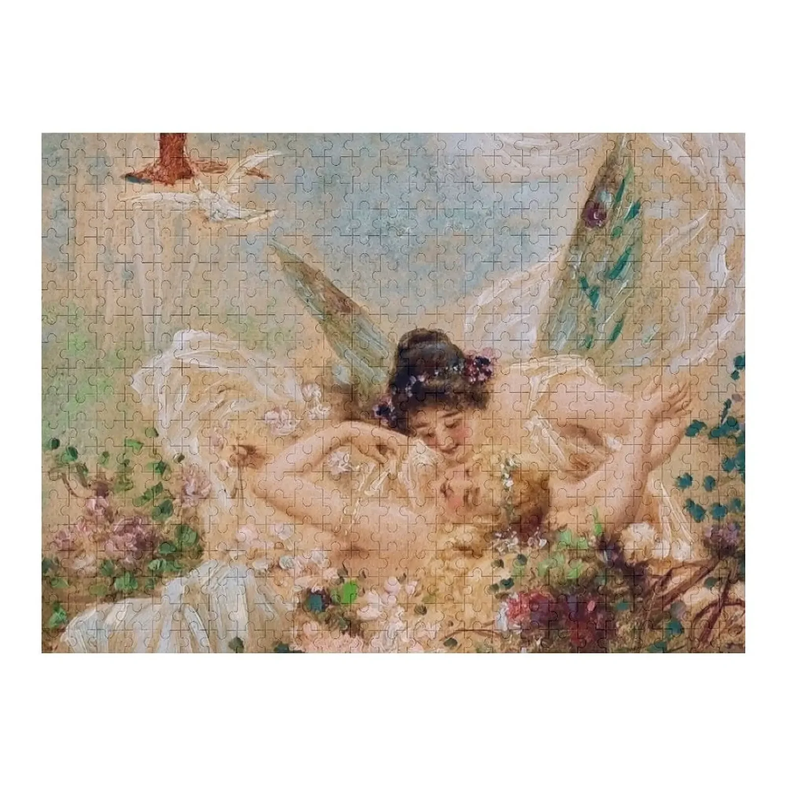 

Two Fairies Embracing in a Landscape with a Swan // Hans Zatzka Jigsaw Puzzle Custom Photo Personalised Puzzle