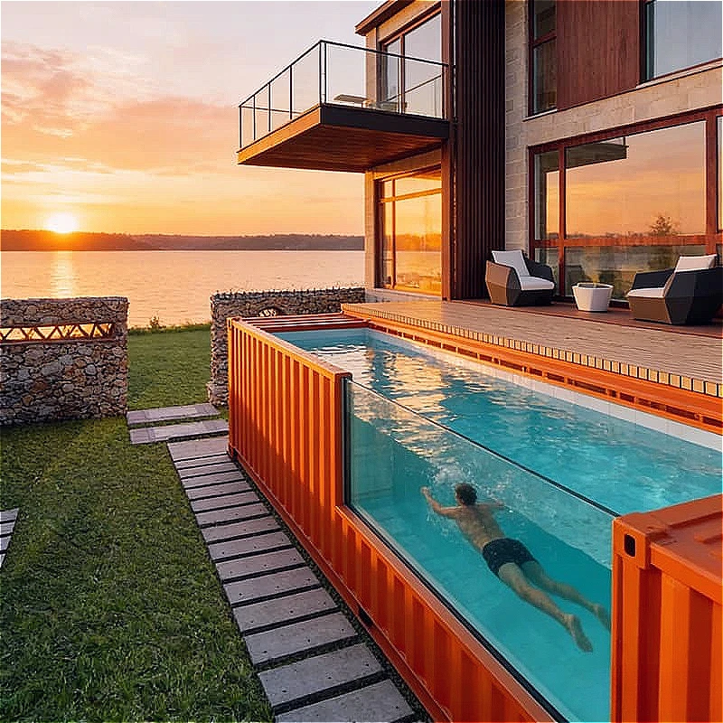 Stainless Steel Container Pool Shipping Container Swimming Pool Portable Plunge Pool Garden Terrace Home Fitness Swimming Custom