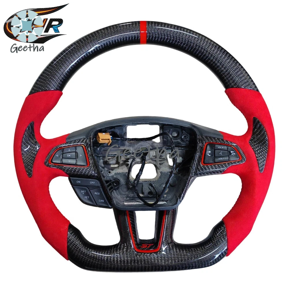 

For Heated Carbon Fiber Steering Wheel with Alcantara Grip for New Ford Focus OEM Fit Custom