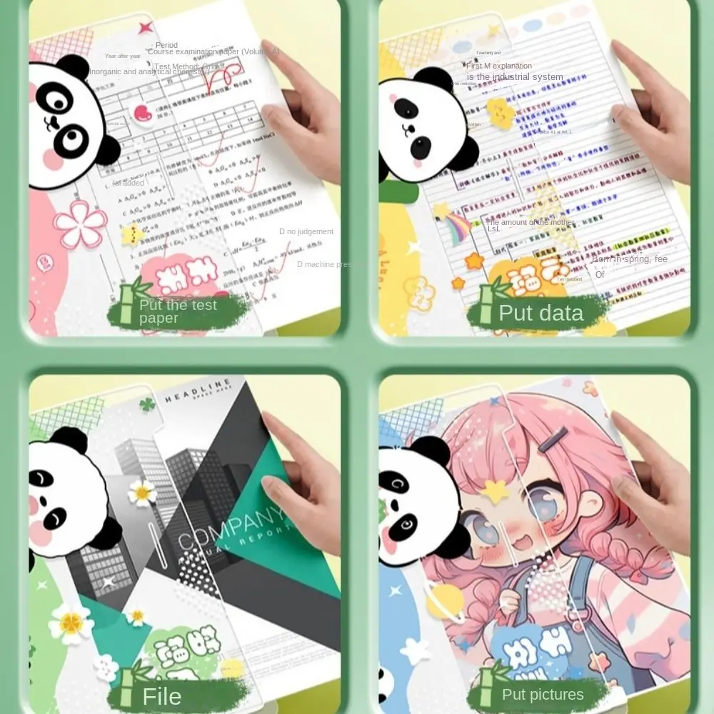 Cute Panda A4 File Bag File Folder Chinese Style 5/8/12 Layers Student Homework Orginizer with Index Stickers Waterproof