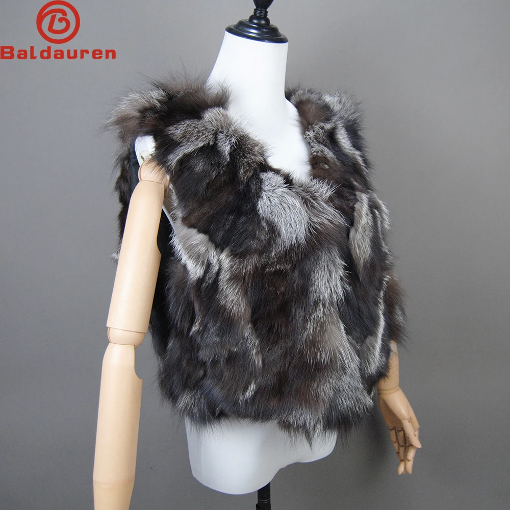 

2024 Fox Fur Gilet Real Fur Short Women Natural Winter Feminino Genuine Fur Vest Female Real Short Fur Vest Colete De Inverno