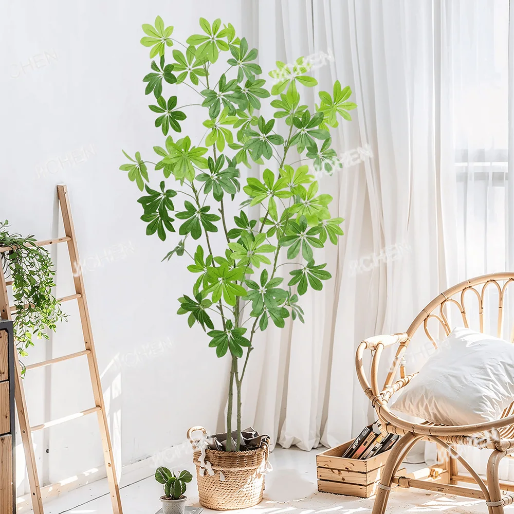 

Искусственное растение HS: крупногабаритное, имитирующее дерево, в деревянном горшке, для декора пола в помещении, имитация бонсай, зеленое растение, украшение, на заказ