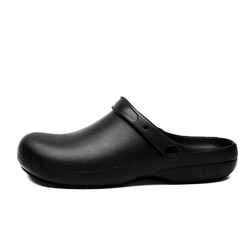 Anti-Skid Waterproof Black Chef Shoes Kitchen Cook Garden Shoes Without Holes Clogs Rubber Sandals Plus Big Size 47 48 49