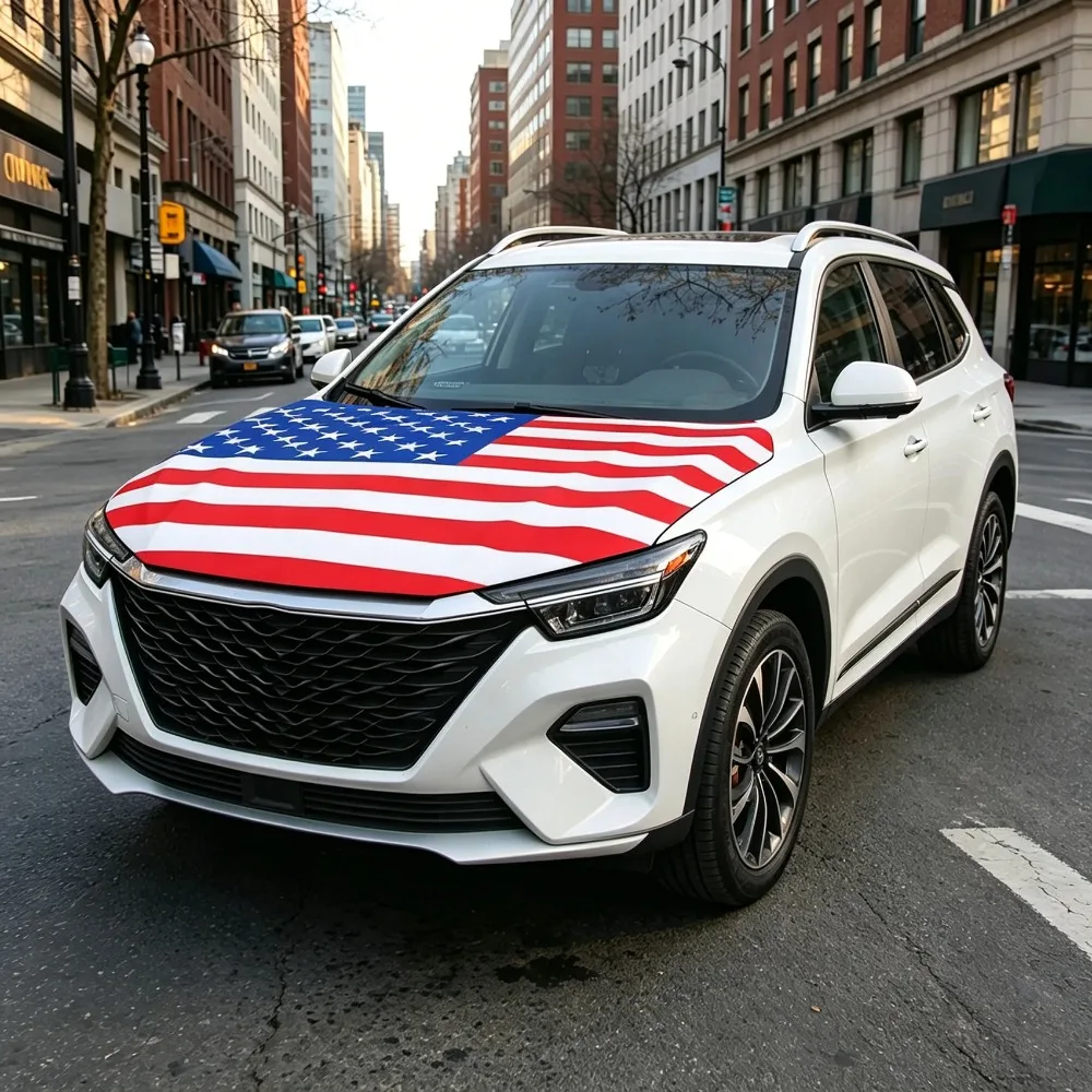 115x155cm 3.8x4.9ft American National Emblem Flag Car Engine Hood Cover National Flag Fabrics For Pickup Truck SUV For Decor