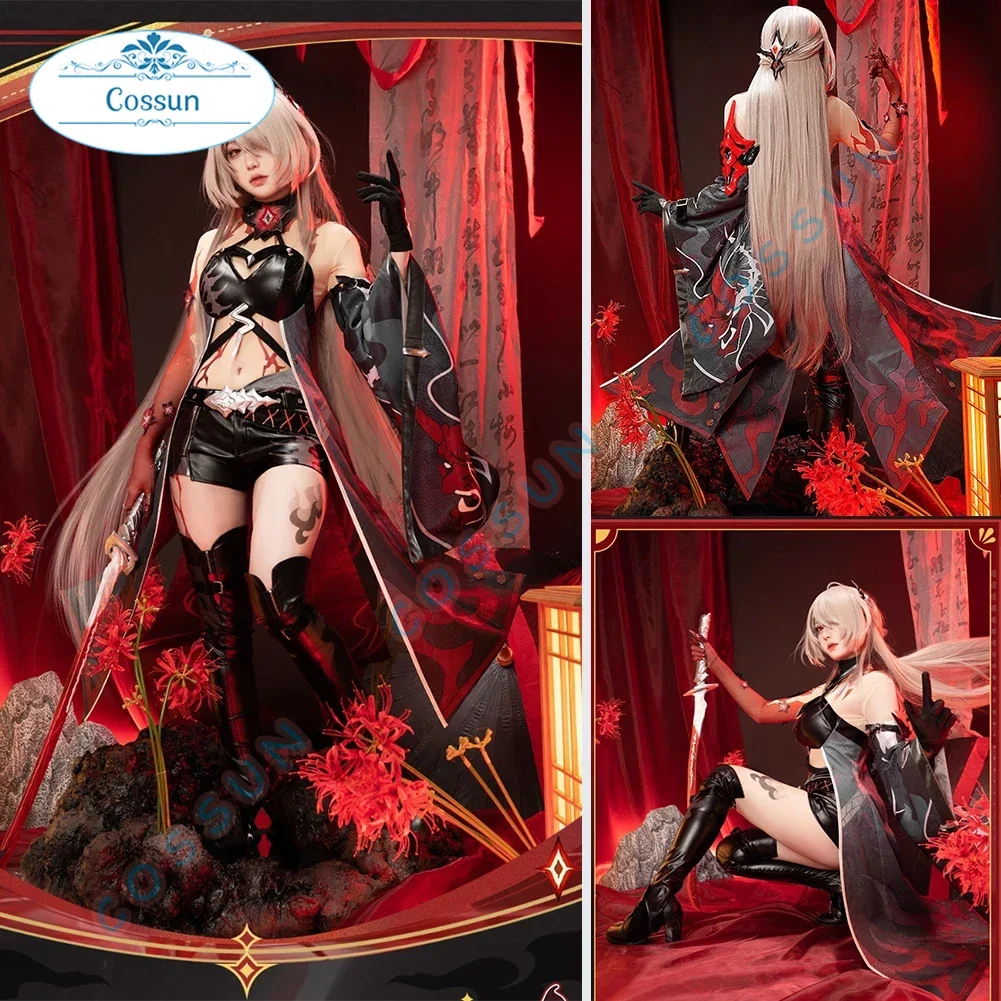 Honkai: Star Rail Acheron White Hair Game Suit Cool Sexy Uniform Cosplay Costume Halloween Party Role Play Outfit Stikers Glove