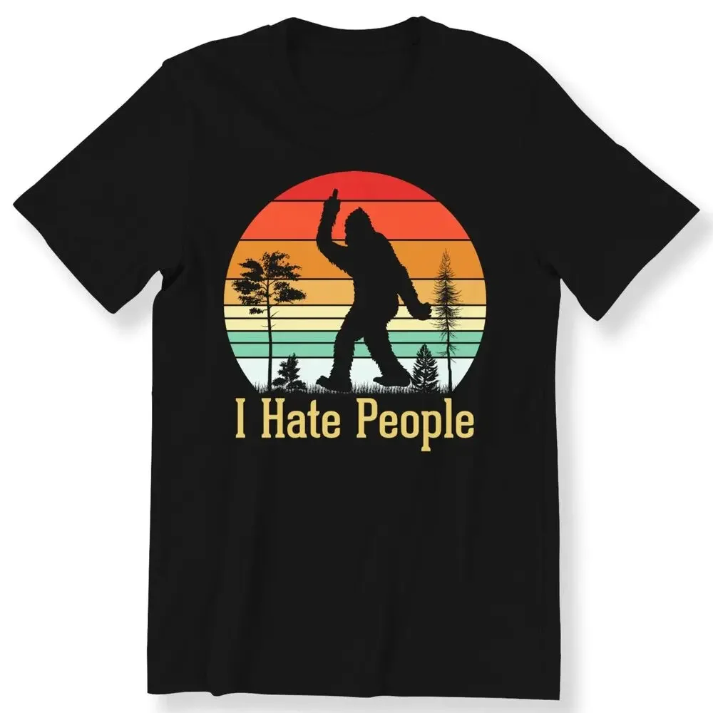 Men's 'I Hate People' Retro Camping Bigfoot T-Shirt | Outdoor Adventure High Quality 100%Cotton Short Sleeve