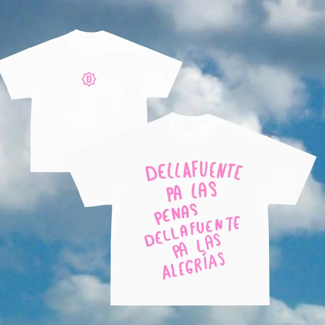 Camiseta 2026 Rapper's Dellafuente Pa Las Penas Dellafuente Pa Las Alegrías - Camisetas Oversized Unissex Casuais Soltas Estilo Streetwear
