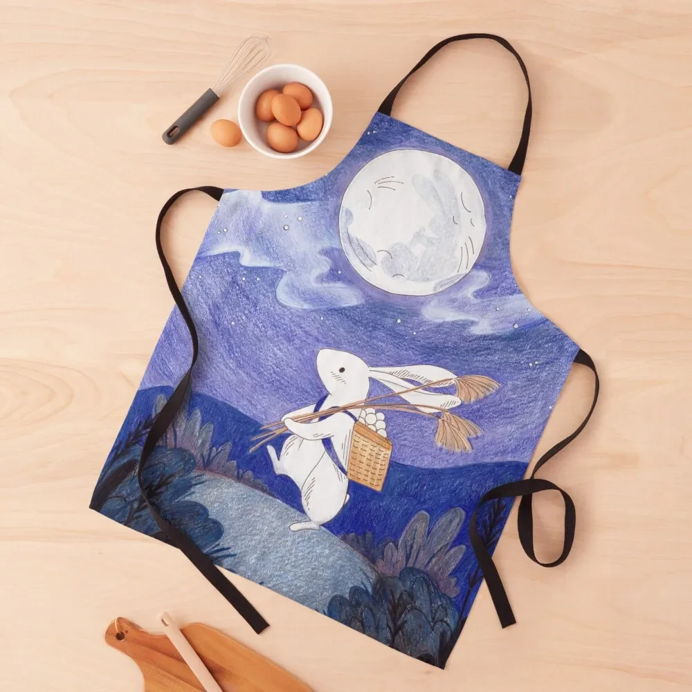 To the Moon Viewing Celebration Apron custom women's kitchen Christmas gift Apron