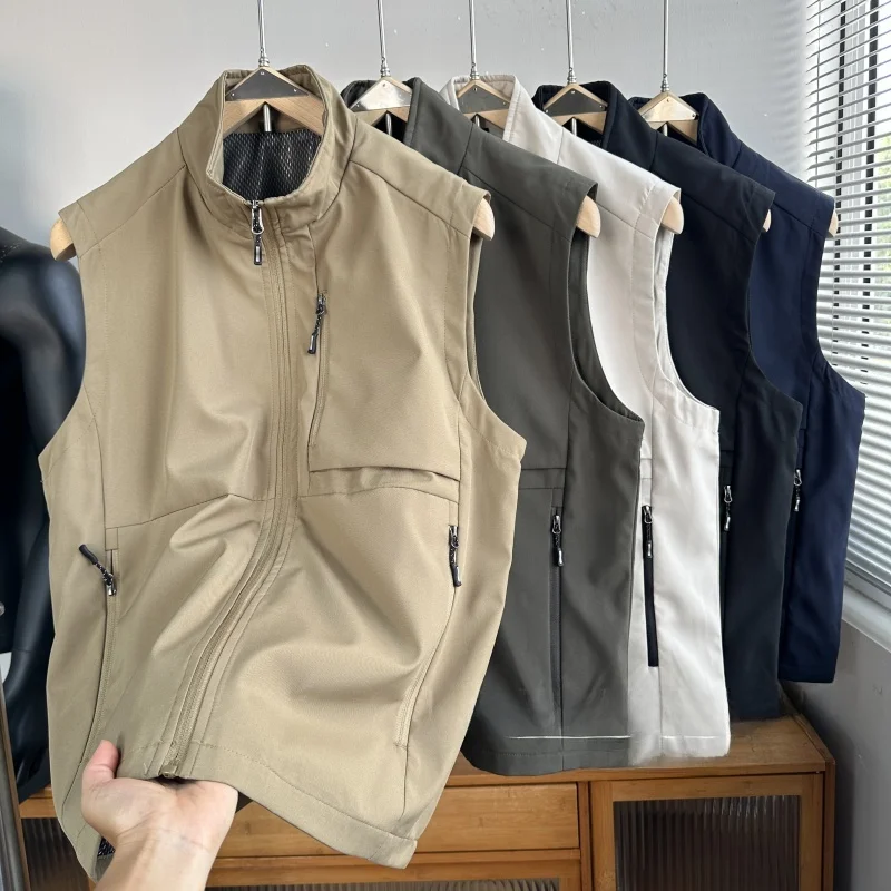 

Outdoor Fiing Casual Vest Comfortable Breathable Men's Autumn Stand Fit Zipper Closure Color Faionable Trend