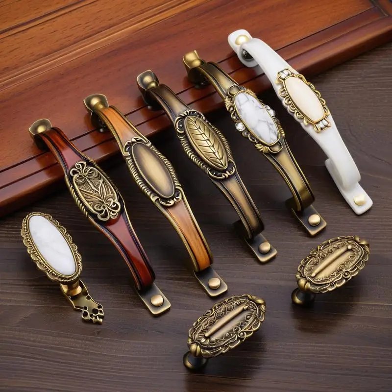 Antike Vintage Zinklegierung Keramik Kleiderschrank Türgriffe Europäischen Stil Möbelgriffe Schrank Schublade Knöpfe Hardware