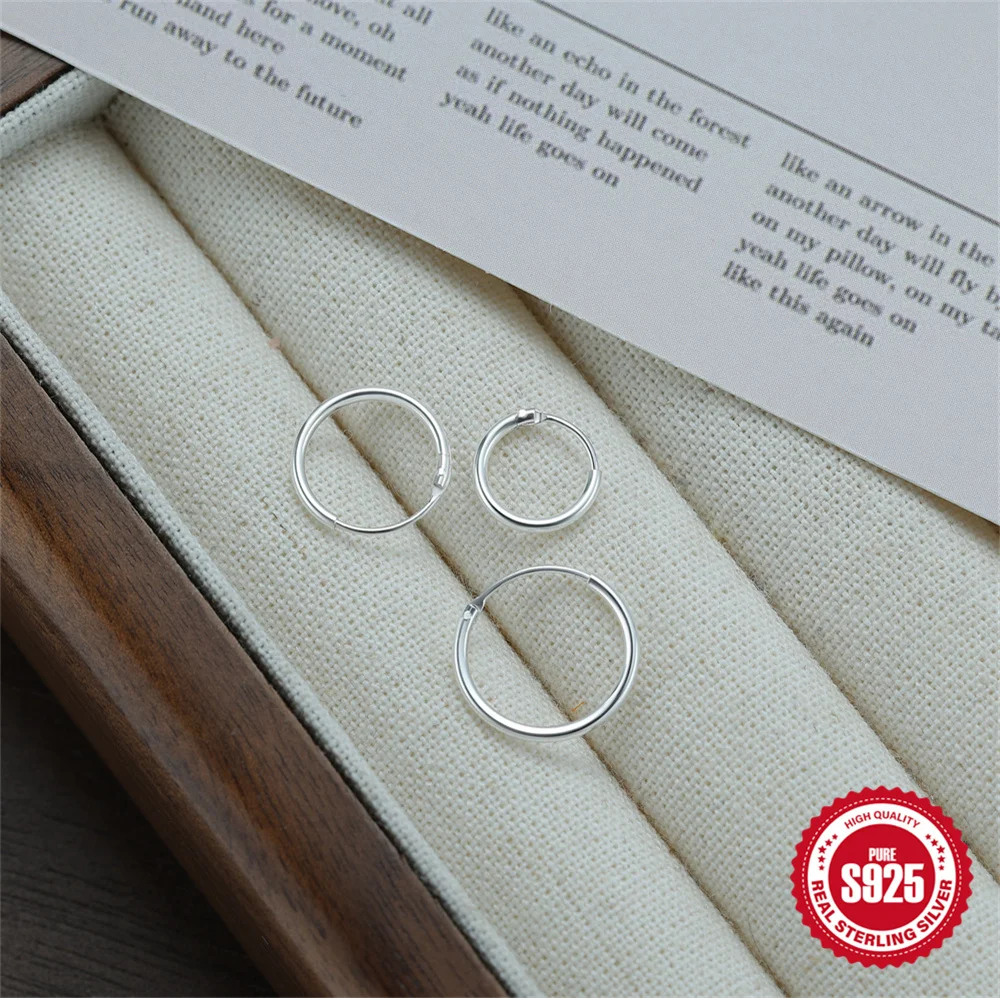 CANNER 925 Sterling Silver 3pcs Earrings For Women Smooth Circle Fashion Hoop Earrings Different sizes Simple Jewelry party gift