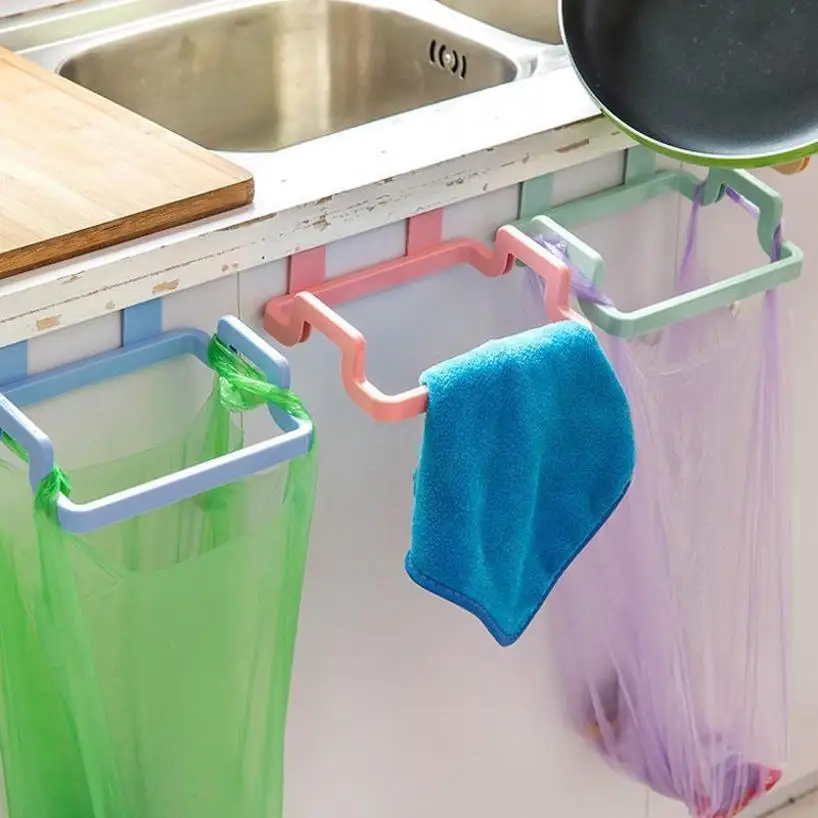 1 Pcs Garbage Bag Holder Kitchen Cabinet Door Hanging Plastic Cloth Holder Home Storage Plastic Garbage Bag Holder