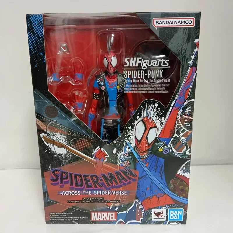 Authentic Marvel Toys Shf Spider Man Crosses The Universe Punk Spider Man Hobby Figurine Model Collection Anime Toys