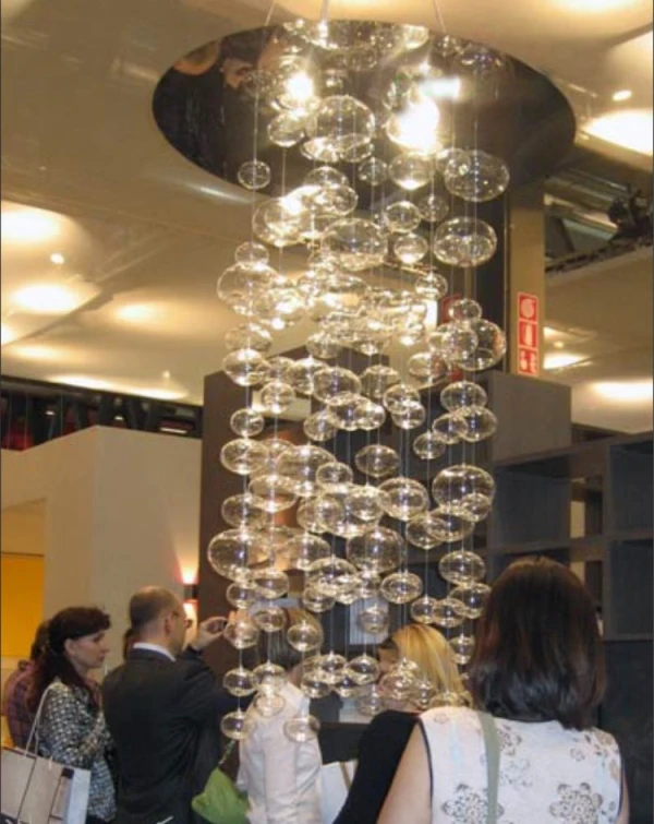 Imagem -02 - Murano Glass Bubble Pendant Light Fixture Flat Ball Suspensão Led Droplamp Modern Living Room Lâmpadas Ponto Côncavo