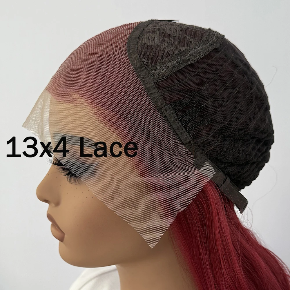 AIMEYA Burgundy Long Straight Wig 13x4 Lace Front Wigs for Women Heat Resistant Synthetic Hair Daily Wear Cosplay Party Wigs