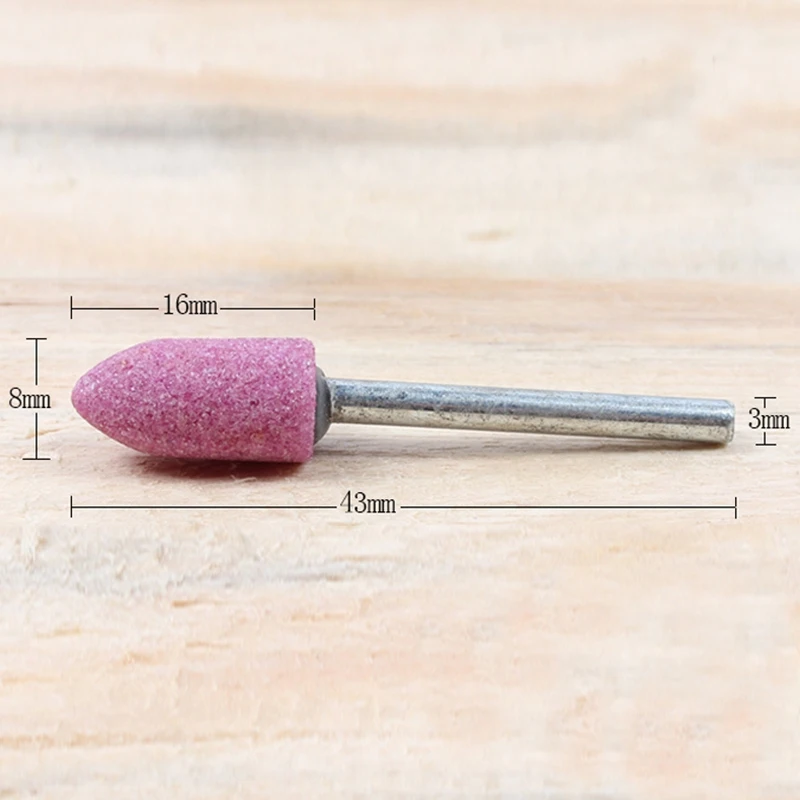 10 pezzi di pietra montata abrasiva per accessori Dremel testa della ruota in pietra abrasiva per utensili rotanti Dremel a forma di proiettile rosa