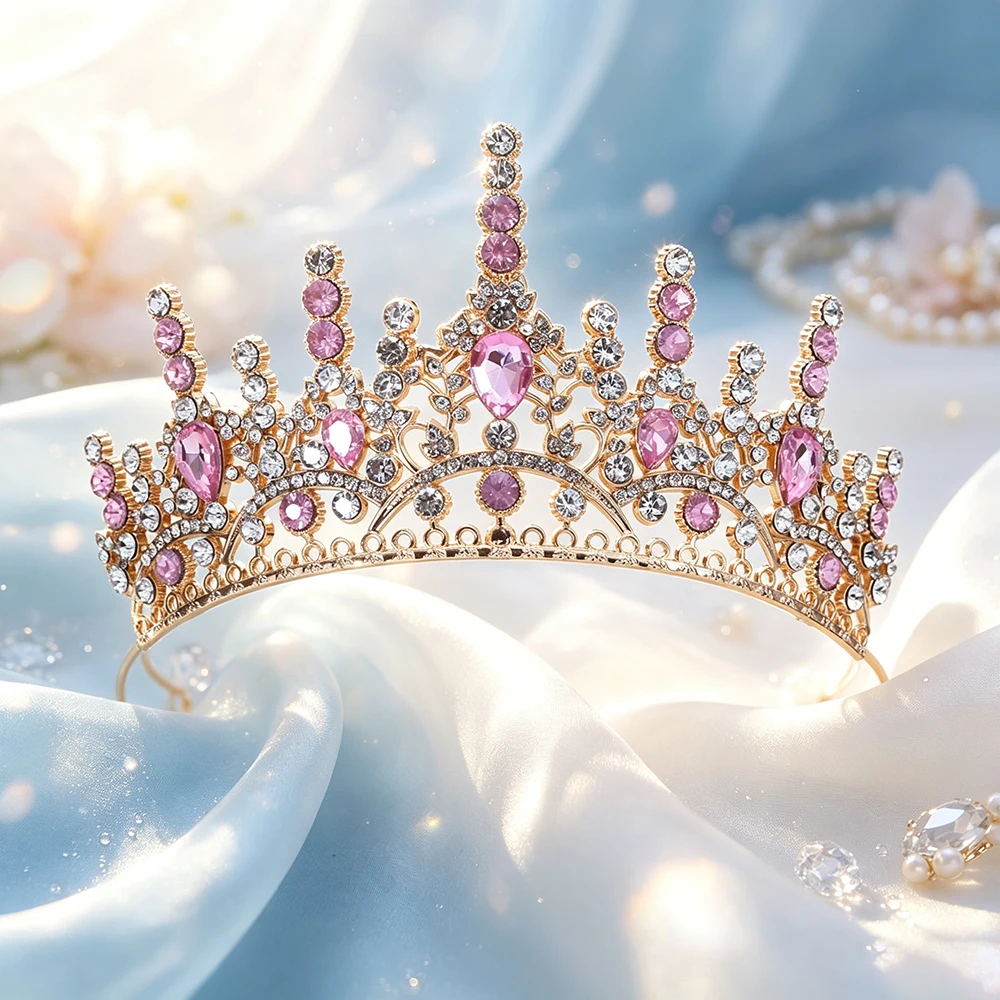 1pc Multi‑Point Crystal Crown Tiara Rhinestone Princess Headpiece Women Wedding Pageant Prom Birthday Bridal Hair Accessories - view 5