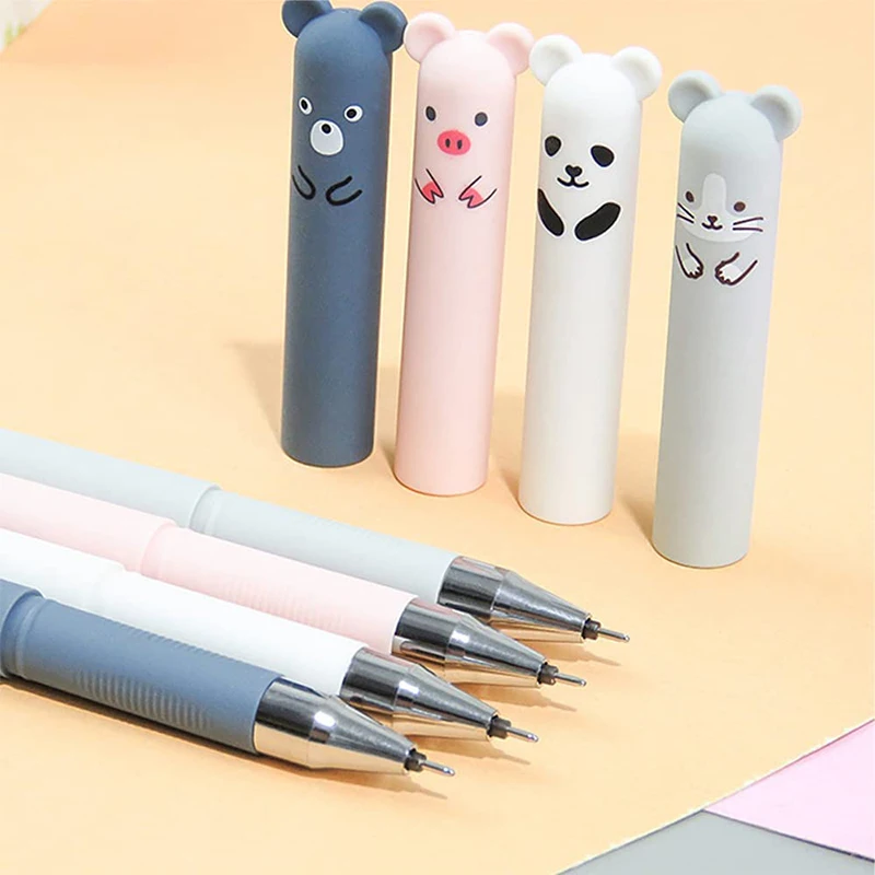 100Pcs Cartoon Design animal ear easy to erase Heat Sensitive Friction Erasable Gel pen