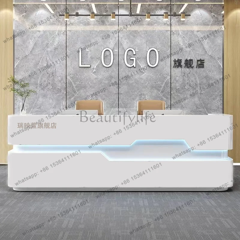 Imitation marble pattern company cashier counter beauty salon hotel curved paint bar