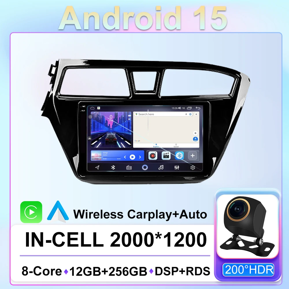

Android 15 CPU HDR For Hyundai i20 2 II GB 2014 - 2018 High-performance QLED Screen Stereo Head Unit Multimedia Player No 2din