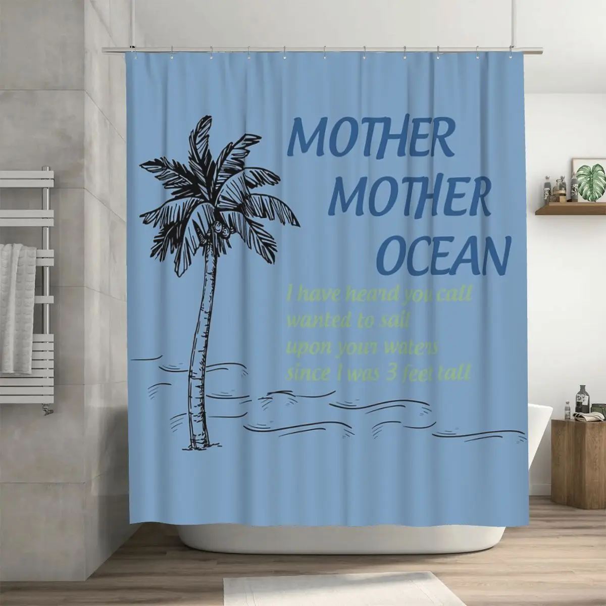 Mother, Mother Ocean Shower Curtain Bathroom Polyester Waterproof Bath Curtains with Hooks
