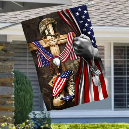 U.S. Veteran. Christian Cross American Patriot Memorial Garden Flag - House Flag AAL HHM WZZ yyi