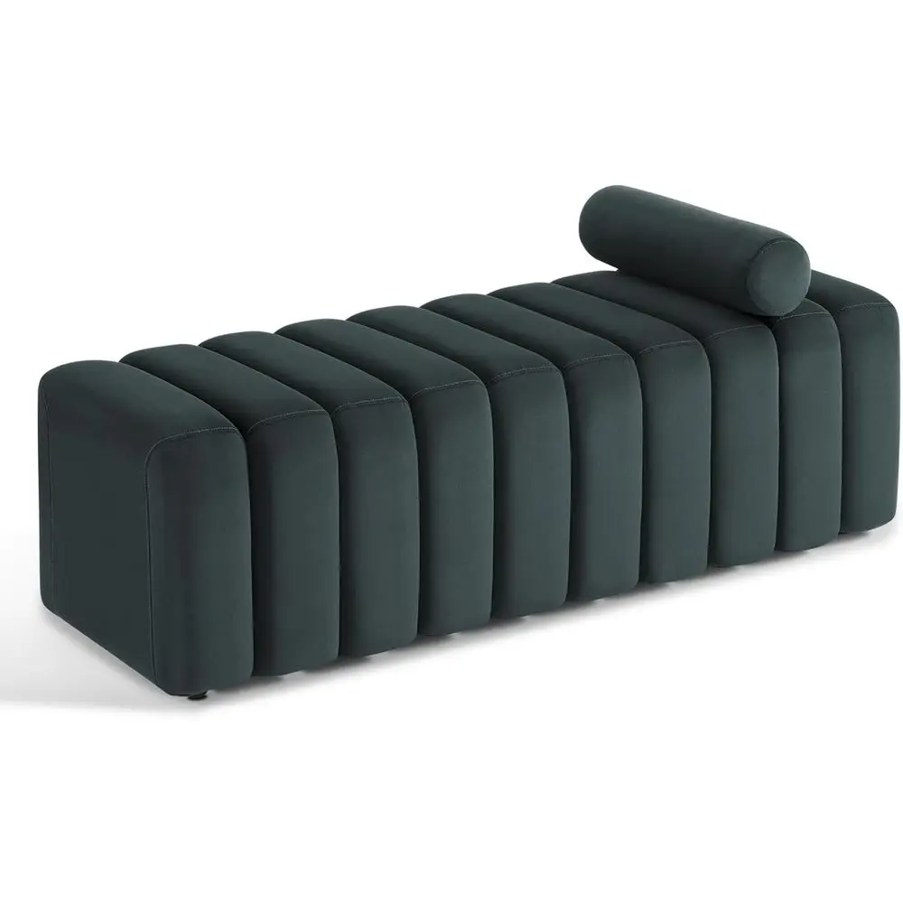 

Luxury Velvet Ottoman for Bedroom or Entryway in Grey