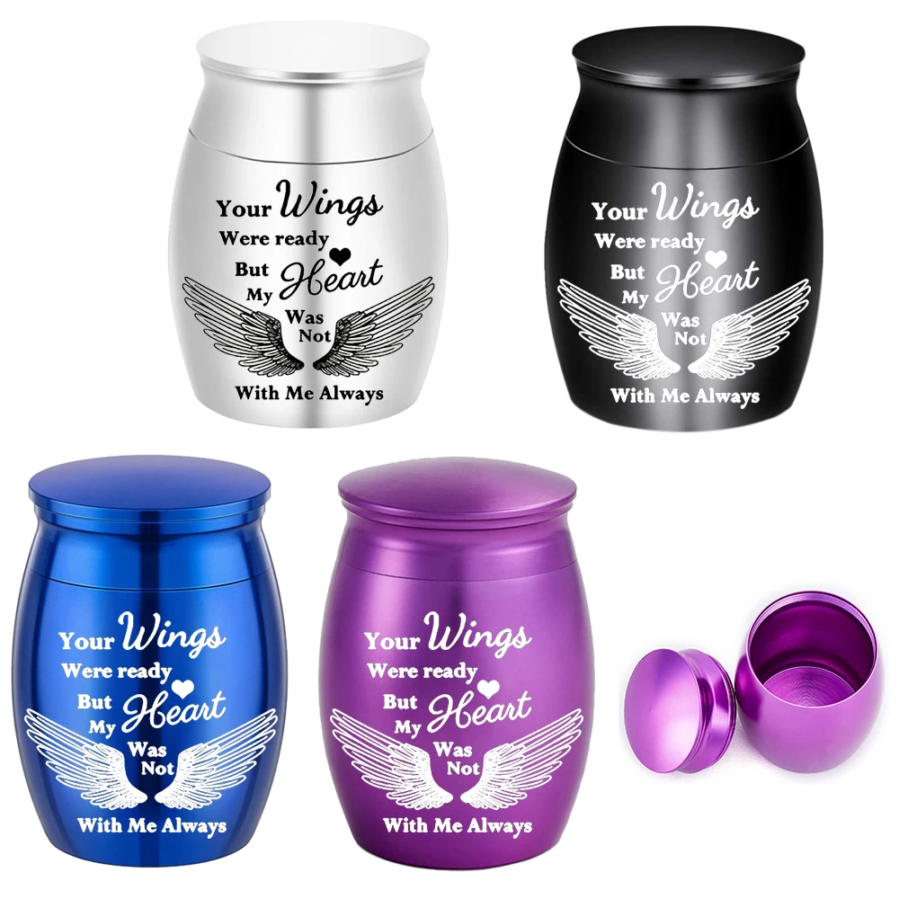 Urnas de alas de ángel para cenizas, juego de 4 urnas de recuerdo de cremación pequeñas para cenizas humanas/mascotas, urnas conmemorativas para compartir