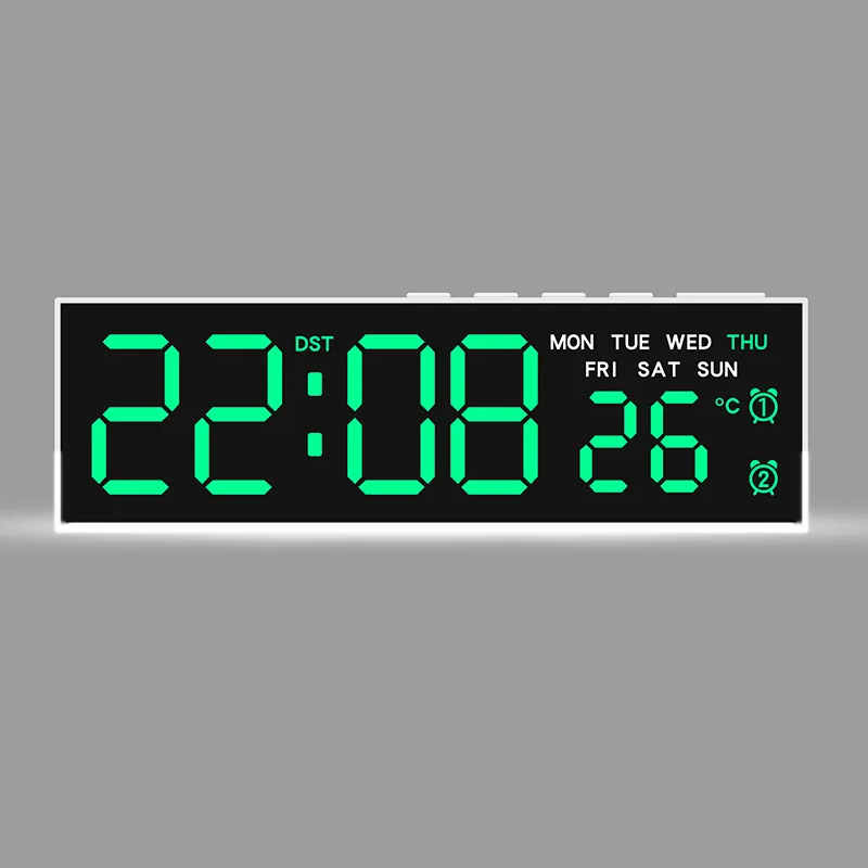 USB-aangedreven digitale wekker met wit sfeerlicht TEMP Week 2 Alarm DST Tafelklok 3 niveaus Helderheid 12/24 uur LED-klok