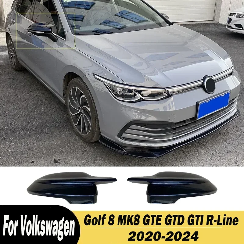 

For Volkswagen Golf 8 MK8 GTE GTD GTI R-Line 2020-2024 Car Rearview Mirror Cover Exterior Rear View Caps Shell Replacement