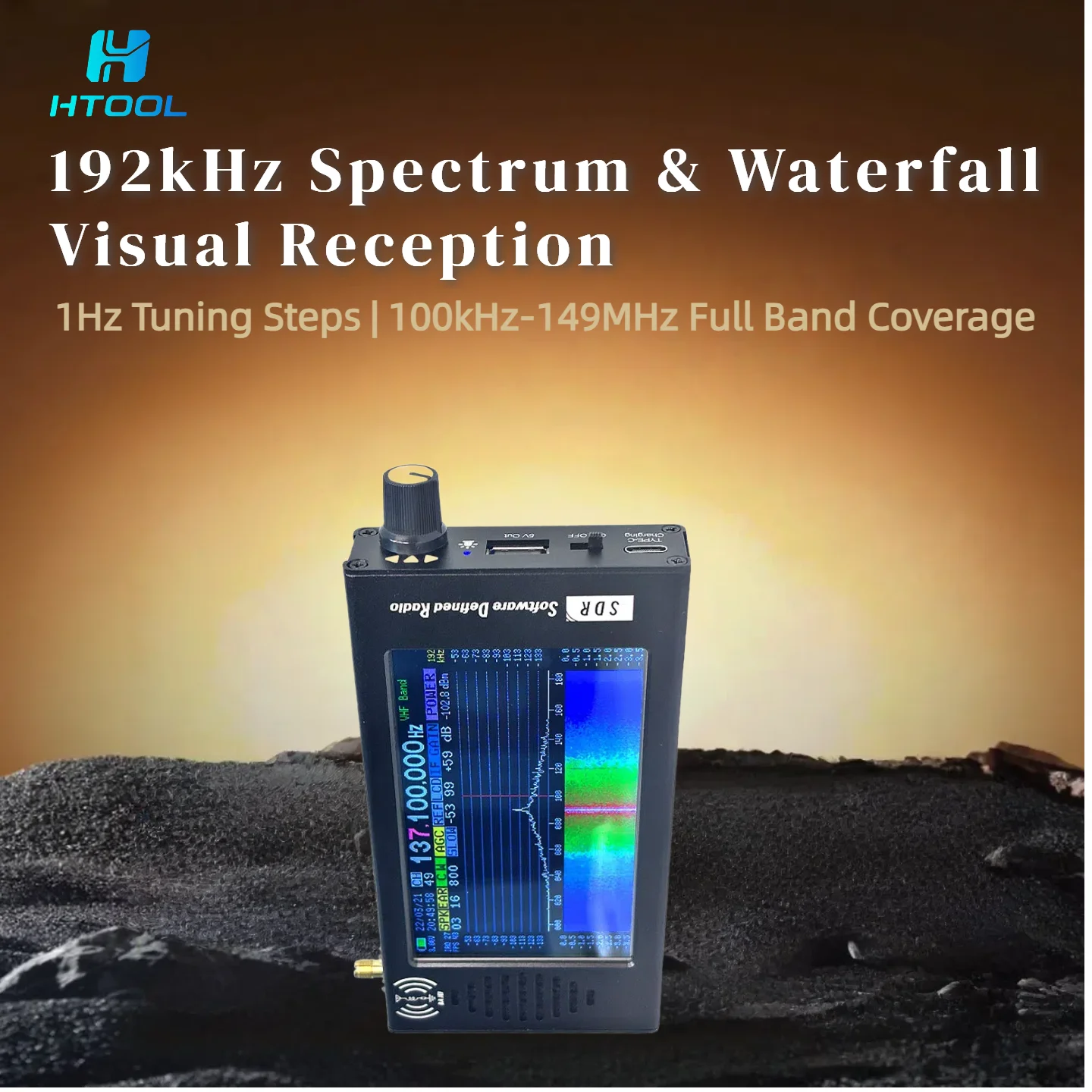 

Professional Portable Digital SDR Receiver Radio with Spectrum Analyzer Function, 100kHz-149MHz HF VHF AM FM SSB CW AIR Band