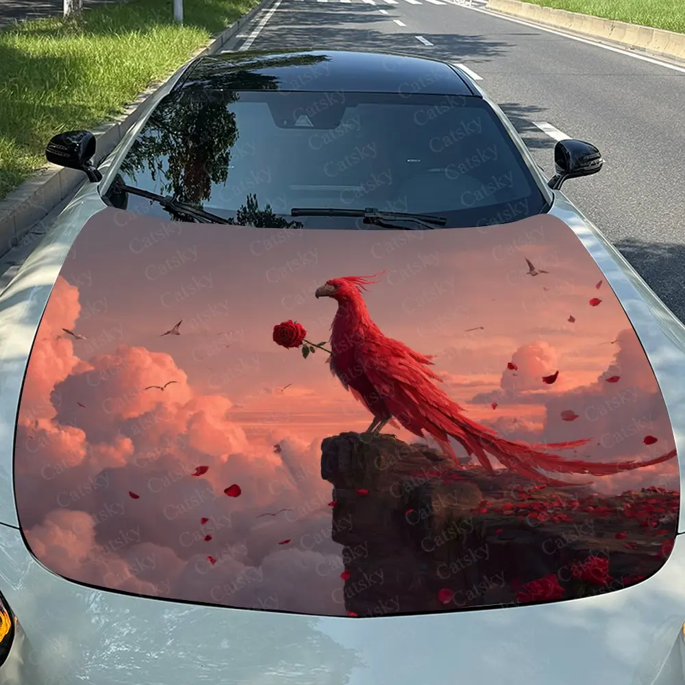 

Red Divine Bird Car Hood Stickers, Waterproof And Wear-resistant Decorative Stickers, Car Film Stickers, Decorative Scratch Mult