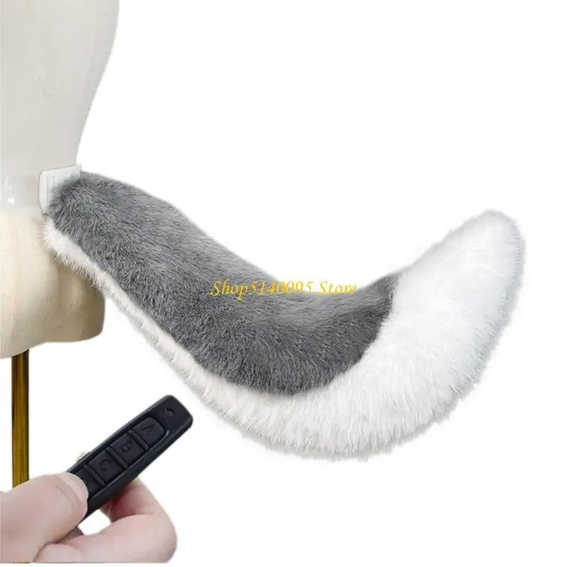 DXAE Plush Tail Accessory for Costume Styling with Moving Action, Poseable Support and Harness Wear for Parties and Theater