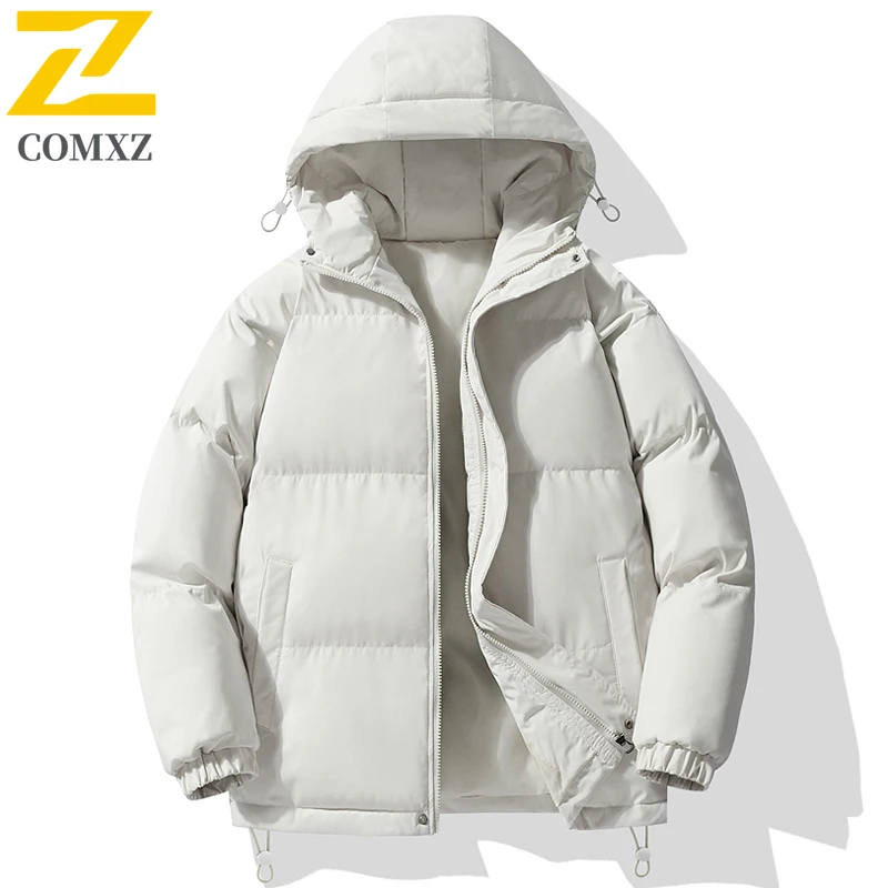 Jaket Musim Dingin 2025 Serbaguna Mantel Tahan Angin Berkemah Luar Ruangan Bertudung Fashion Pria Mantel Bantalan Hangat Tahan Dingin Ski Salju