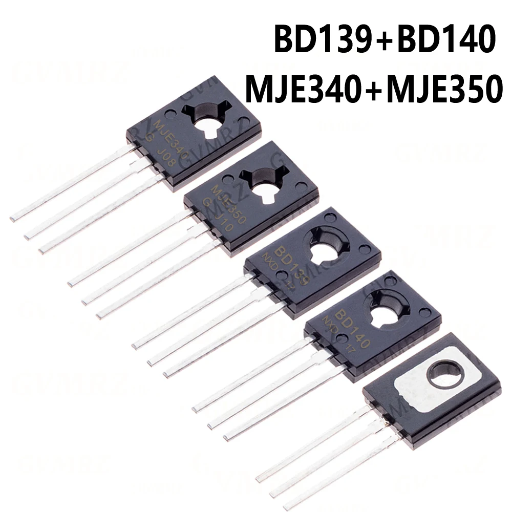 10pcs/lot BD139+BD140 Each 5PCS MJE340+MJE350 BD139 BD140 MJE340 MJE350 TO126 matched transistor pair BD139 BD140