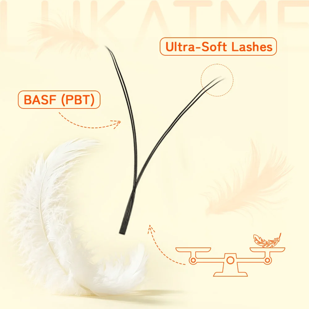 LUKATME YY Eyelash Extensions Matte Black C/D Curl 7-14mm 8-12mm Two Tips Y-Shaped False Eyelash Mink Bold Look YY Lashes