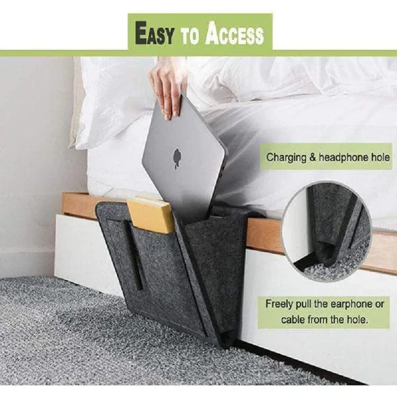 

Bed Side Caddy Pocket Bedside Storage Bag Hanging Organizer Remote Control Holder Couch Sofa Bag for Tablet Phone Magazine Book