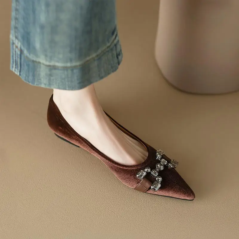 

Женские туфли на плоской подошве, туфли с острым носком в стиле ретро, удобные туфли большого размера, весна-осень 2023