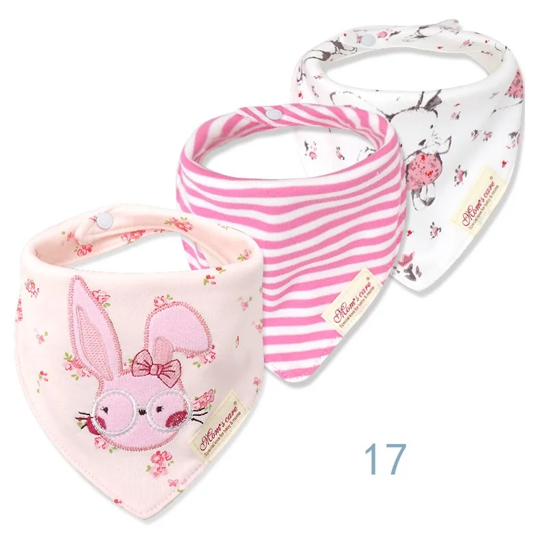 3pcs Per Lot Baby Bibs Bandana Set Cotton Multi-Style Triangle Cartoon Babadores Para Bebe Infant Boys Girls Saliva Towel KF025