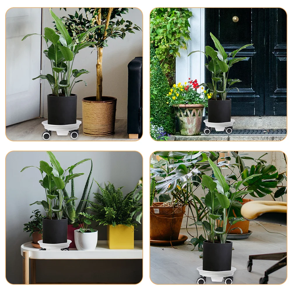 

Circular Plant Stand Nordic Color Stylish Indoor Planter Plates Movable Universal Wheels Water Tray Ventilation Holes