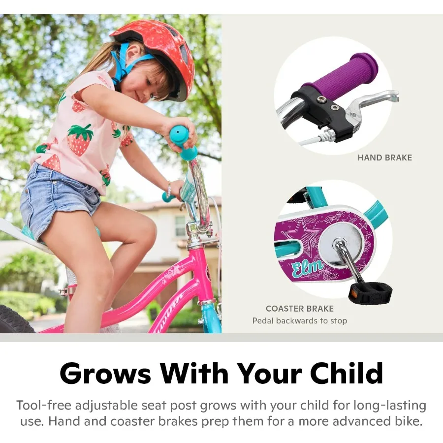 Bicicleta de 16 pulgadas para niños de 8 a 13 años, negra, azul, roja, verde azulado, rosa o morado, diseño ergonómico SmartStart, asiento ajustable crecen con