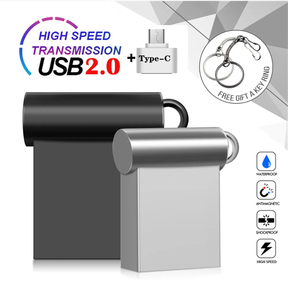 Super Mini Metal Tiny Usb Flash Drive 256GB Pen Drive Portable Usb Stick 4G 8G 16G 32GB 64G 128G Memory Stick U Disk Thumbdrives