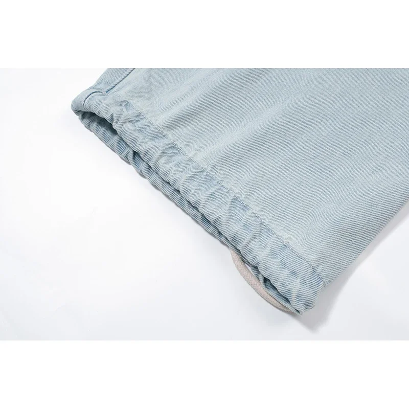 2024ss Denim azul Casual tendencia Jeans hombres mujer alta calidad elasticidad cordón bolsillo pantalones vaqueros de gran tamaño